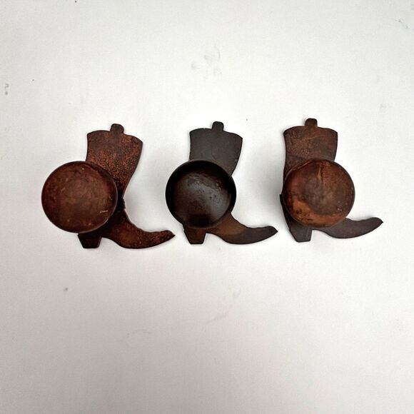 Reversible Cowboy Boot Metal Drawer Knob Natural Rust Patina Cabin Core Rustic - Picture 1 of 6